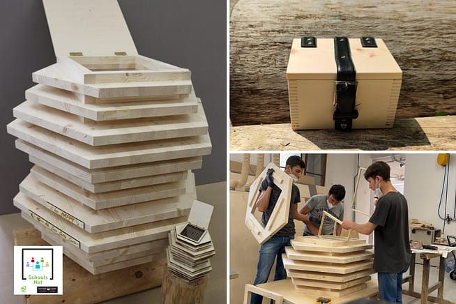 Largo ai giovani… designer e falegnami: si conclude il primo anno di Schools Net 1 Grigio e Bianco Basilare Presentazione Modello