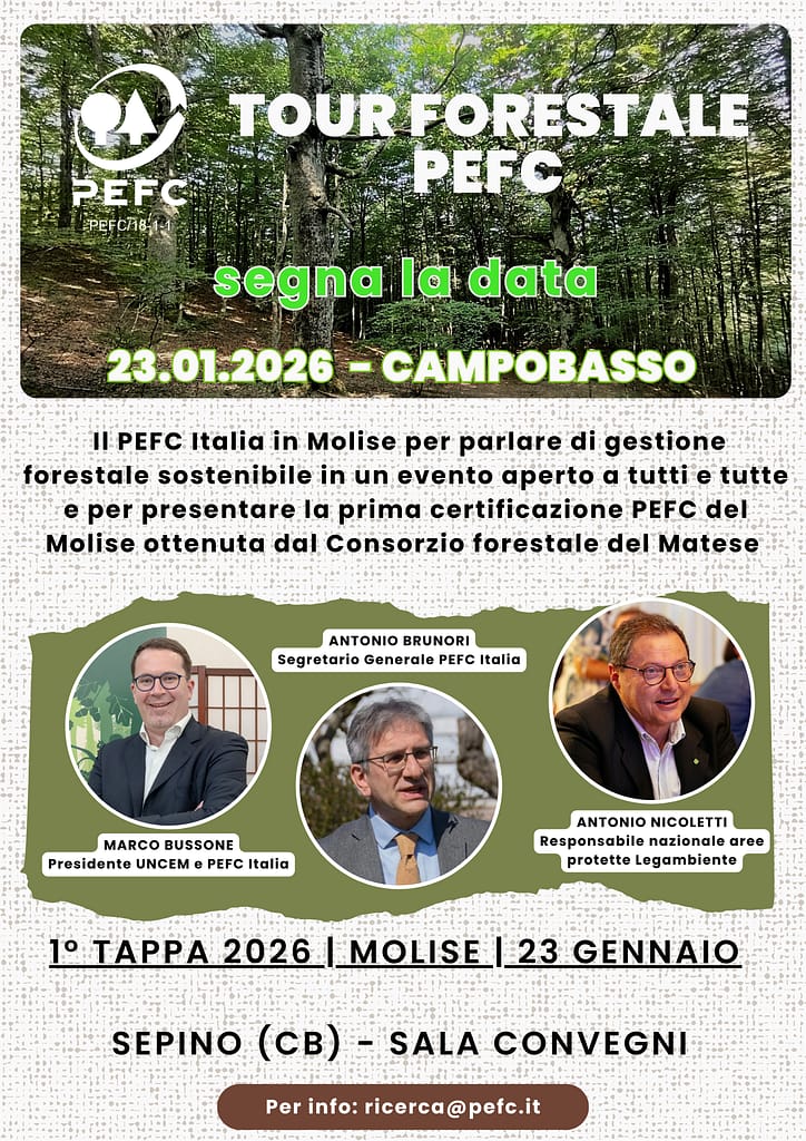 Il tour forestale PEFC Italia nel 2026 riparte dal Molise celebrando la prima certificazione PEFC nella regione 2 Locandine tour PEFC Italia