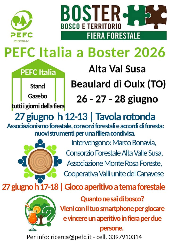 PEFC Italia a Boster 2026 dal 26 al 28 giugno a Oulx in Alta Val Susa 2 PEFC Italia a Boster 2026