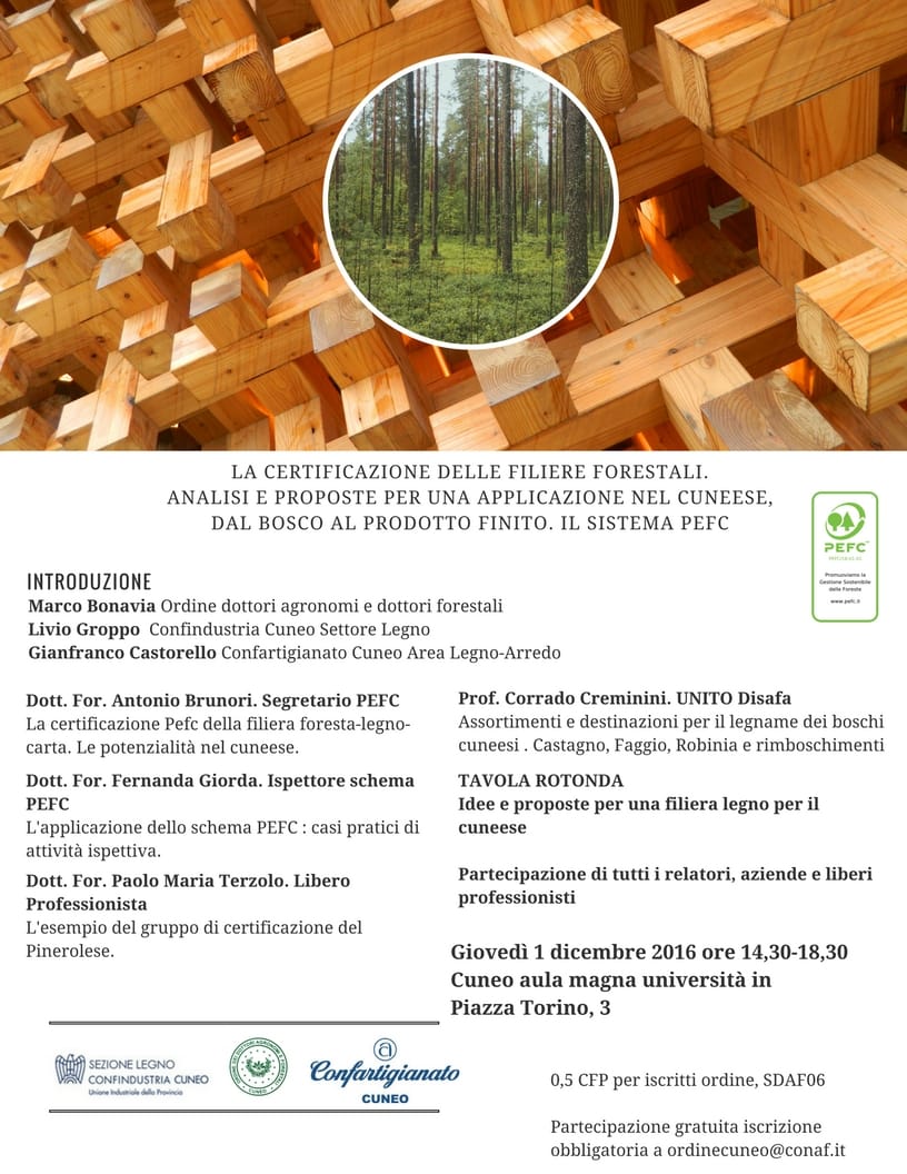 La certificazione delle filiere forestali. Analisi e proposte per una applicazione nel cuneese, dal bosco al prodotto finito. Il sistema PEFC 1 cn11216